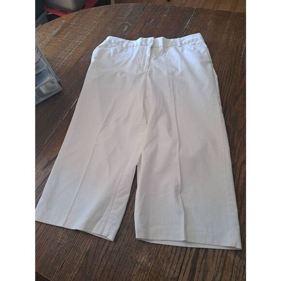 Size 14 Kim Rogers White Rear Elastic Waist Casual Capri Summer Pants w Pockets - Picture 1 of 2